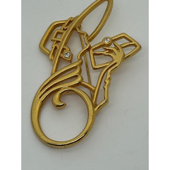 Vintage Lady Brooch Remington JJ Gold-Tone Woman With Rhinestone Accents - Picture 15 of 16